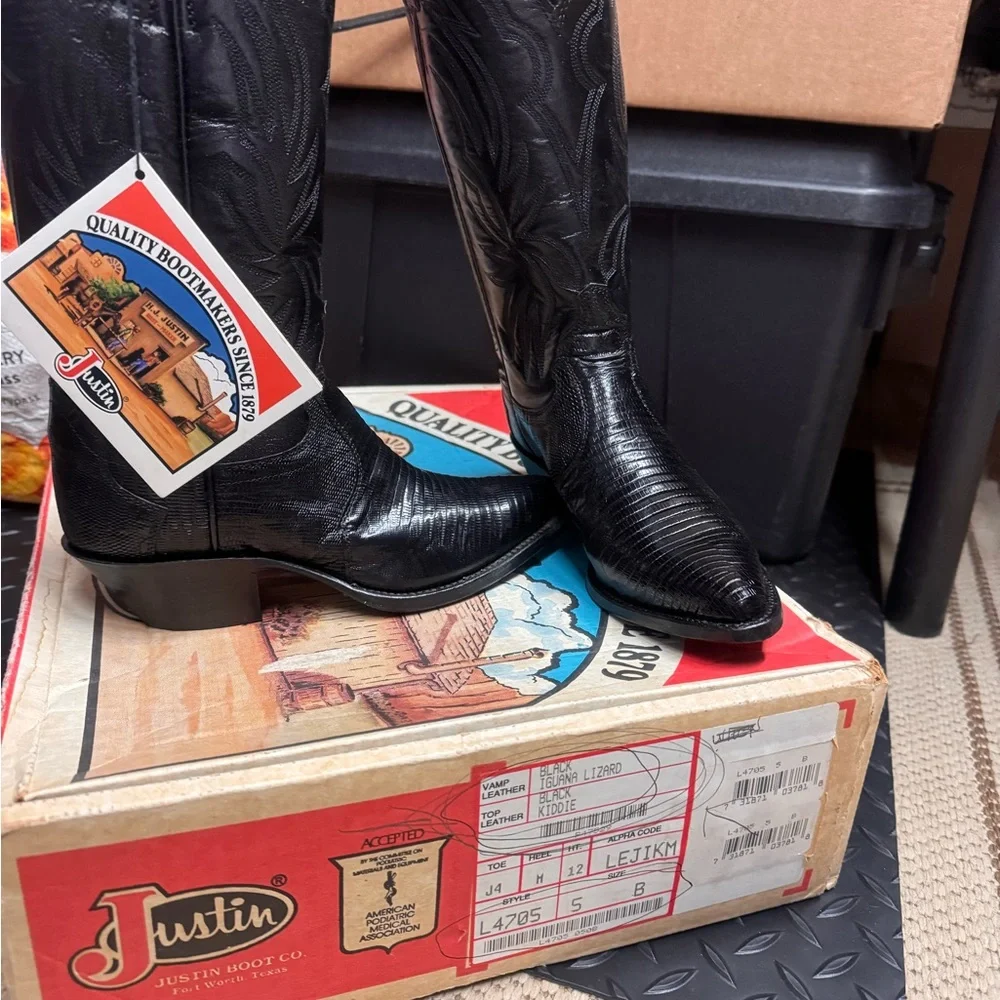 Justin’s boots black iguana lizard style #L4705 size 5B - Picture 2 of 9